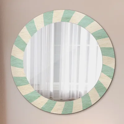 Produktbild von Wohnzimmer Spiegel - Mirror zum Wandspiegel Schlafzimmer – Schminkspiegel - Retro Pastell Muster - Rund: Ø60 cm