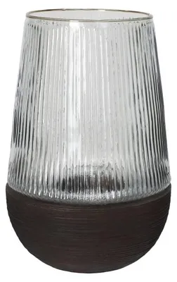 Produktbild von Pomax Arbre Vase und Windlicht aus Mangoholz, Dunkelbraun, Ø 22 x H 33 cm
