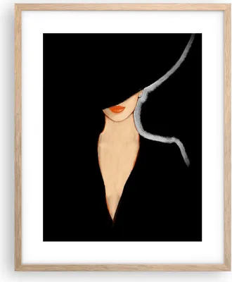 Produktbild von Gerahmtes Poster - Rahmen in heller Eiche - Schwarz Frau Hut - 40x50 cm - Wand Bild - Wanddeko - Wandbilder - Kunstposter - Wandposter - Bilderrahmen - Bilder - Kunstdruck - Wandbild - P2NPA40x50-4341