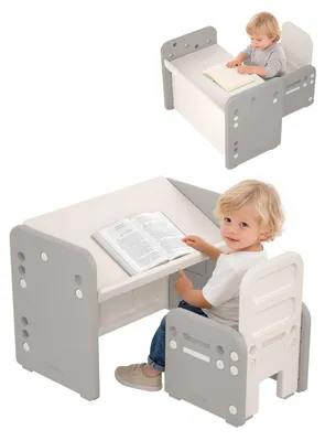 Imagen del producto de Mesa infantil con silla, de altura ajustable, multifuncional, 1 juego, para niños