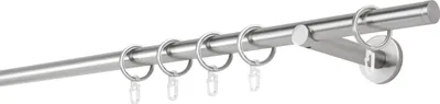 Produktbild von Gardinenstange auf Maß 20mm Match 1-lauf Wandträger 12cm Farbe: Edelstahl-Optik, Größe: 290cm