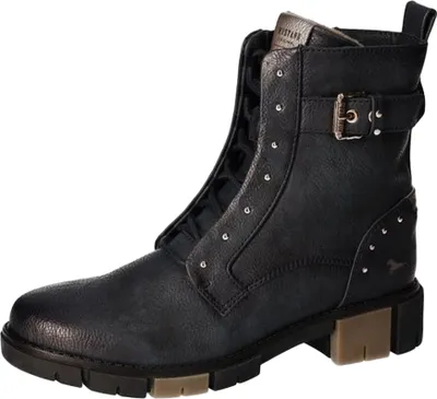Produktbild von Mustang Damen Stiefelette Nieten Schnürboot Riemen mit Schnalle 1443-505, Größe:39 EU, Farbe:Blau