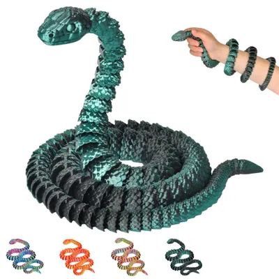 Produktbild von Schlange XL 3D – bewegliche Dekofigur 80 cm | Fantasy Sammlerfigur für Regal & Schreibtisch | 14+ – Schwarz-Grün