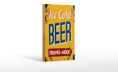 Produktbild von Holzschild Retro 12x18cm Ice Cold Beer served here Bier