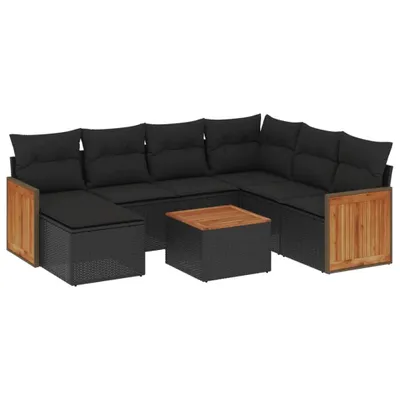 Produktbild von vidaXL 8-tlg. Garten-Sofagarnitur mit Kissen Schwarz Poly Rattan