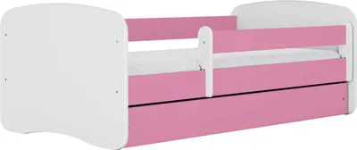 Produktbild von Kinderbett Rosa 70x140 80x160 80x180 cm – mit Matratze, Rausfallschutz und Schublade – Jugendbett für Mädchen – Stabil und Sicher – Rosa – 180x80 cm