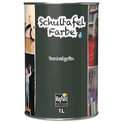 Produktbild von MagPaint Tafelfarbe Dunkelgrün 1 L, Schultafelfarbe ohne Kreide, für Wand, Holz & Metall