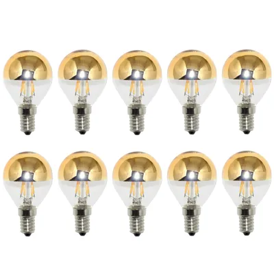 Produktbild von 10 x LED Filament Tropfen Glühbirne 4W = 40W E14 Kopfspiegel gold warmweiß 2700K KVG