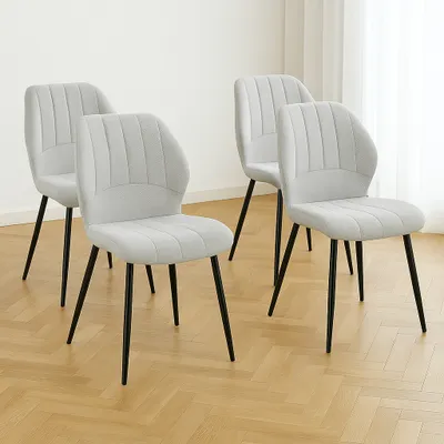 Obrázok produktu pre Jedálenská stolička AIORBER, sada 4 ks, ergonomická čalúnená stolička, čalúnené sedadlo, kuchynská stolička, operadlo, do kuchyne, obývačky, 46 x 56 x 87 cm, sivá