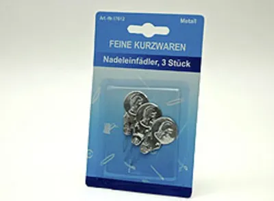 Produktbild von Nadeleinfädler 3er Set – Mühelos Faden einfädeln, Universelle Nähhilfe für alle Nadeln, Praktisches Einfädelgerät, Silber/Schwarz