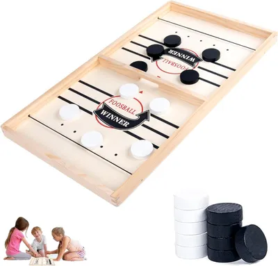 Image de Jeu de hockey 2 en 1, en bois, portable, idéal pour les soirées jeux