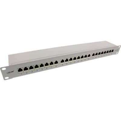 Produktbild von InLine® Patchfeld Cat.6A 24-fach 19" 1HE lichtgrau RAL7035