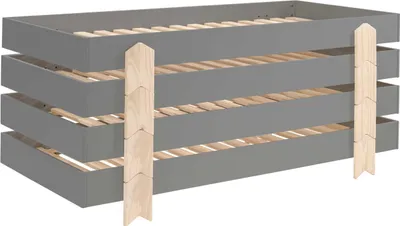 Produktbild von Kinderbett Modulo arrow 90x200 stapelbar 4er-Set - anthrazit/Kieferholz