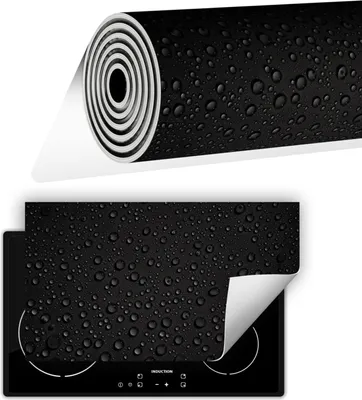 Produktbild von Herdabdeckplatte abdeckung Glaskeramikkochfeld abdeckplatte 90x52 cm Anti Rutsch Matte Aufrollbar, Schwarz Tropfen