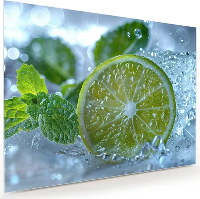 Produktbild von Glasbild 120x90cm in XXL für Wohnzimmer, Schlafzimmer Motiv Erfrischende Limette