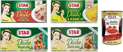 Produktbild von Testpaket Star dado brodo Steinpilze Suppenwürfel Brühe 4x 10 pz + Italian gourmet polpa 400g