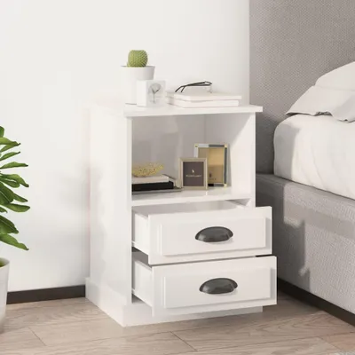 Obrázek produktu pro vidaXL Noční stolky 2 ks. Vysoký lesk bílý 43x36x60 cm