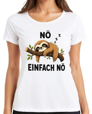 Obrázok produktu pre Tričko s potlačou "Nie, lenivý lenochod, spánok, lenivosť", sarkastické, pre dámy, biela farba, veľkosť 3XL