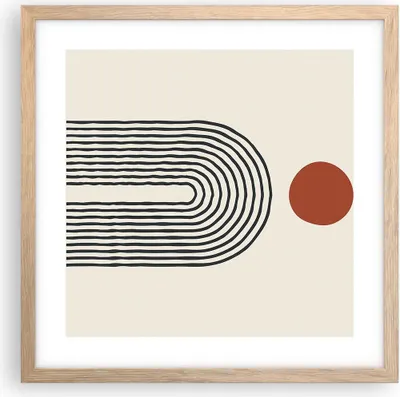 Produktbild von Gerahmtes Poster - Rahmen in heller Eiche - Abstraktion Grafik Linien - 40x40 cm - Wand Bild - Wanddeko - Wandbilder - Kunstposter - Wandposter - Bilderrahmen - Bilder - Kunstdruck - P2NAC40x40-5035
