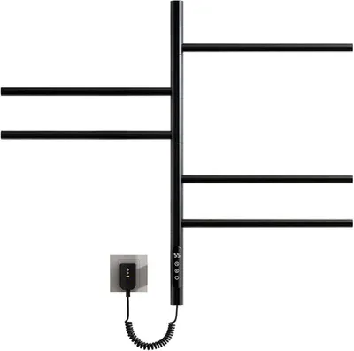 Productafbeelding van Handdoekradiator, 420 x 660 mm, 180° draaibaar, handdoekdroger voor wandmontage, slimme handdoekradiator met constante temperatuur, elektrische handdoekwarmer, energiezuinig - zwart