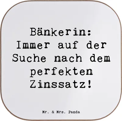 Produktbild von Mr. & Mrs. Panda Tischuntersetzer Spruch Bänkerin Zinssatz - Weiß - Geschenk, Finanzen, Finanzmärkte, gläseruntersetzer, Tassenuntersetzer, Coaster, Bankangestellte