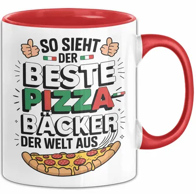 Produktbild von Pizzabäcker Tasse Geschenk Bester Pizzabäcker für Koch (Rot)