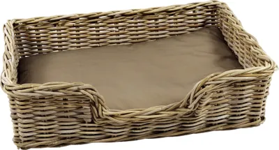 Produktbild von Hundekorb Hundesofa PUPPY aus Rattan grau 81x62x21 cm mit passendem Kissen