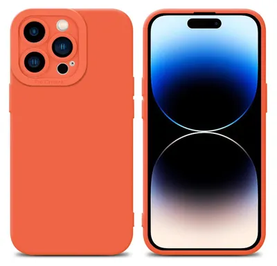 A product image showing an orange phone case and a smartphone.