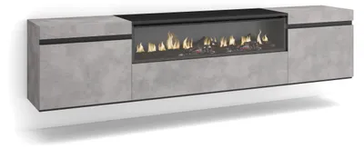 TV-Möbel mit LED-Kamin, 200x45x35 cm, für TVs bis 80 Zoll