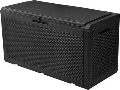 Produktbild von Grosse Wasserdichte Outdoor-Box mit Deckel - Abgeschlossene Patio-Box für Gartenwerkzeuge, Kissen und Schwimmbadbedarf - 121 x 54 x 61 cm - Schwarz, 380L