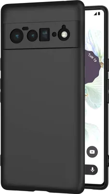 A black silicone phone case is shown from the back, with a portion of the phone screen visible on the right.