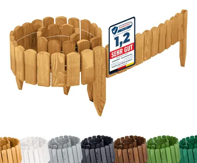 Produktbild von Garronda Rasenkante Holz Beeteimfassung imprägniert 200 cm x 10 cm Flexibler Rollborder Zaun für Garten GD-0107 (Hellbraun, Höhe: 10 cm)