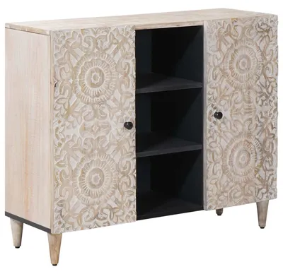 Produktbild von Sideboard - VIDAXL - mit Regal Weiß 90 x 33,5 x 75 cm Massivholz Mango