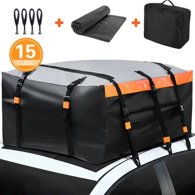 Produktbild von 425L Auto Dachboxen, 500D Wasserdichtes Dachgepäck mit Reflexstreifen, Dachbox Transporttasche, mit Antirutschmatte, passend für viele Autos