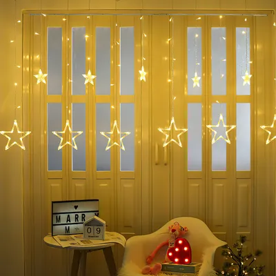 Produktbild von Jopassy LED Lichterkette 12 Sterne Lichtervorhang Lampe Innen Deko Party Zimmer