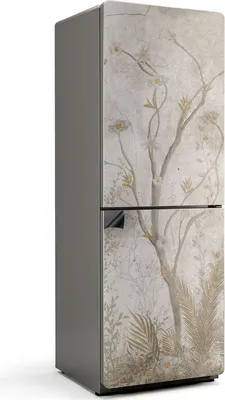 Produktbild von Muster mit Zweigen und Blumen – Magnetische Kühlschrank Abdeckung – Dekorfolie magnetisch Küche – Kühlschrank Magnet Deko – selbstklebende Magnettafel – Magnetfolie für Kühlschranktür – 70x190 cm