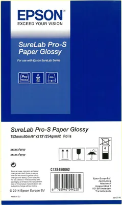 Immagine prodotto di Carta Epson SureLab Pro-S Glossy - Lucida - 252 micron - rotolo (15,2 cm x 65 m) - 252 g/m² - 2 rotoli di carta