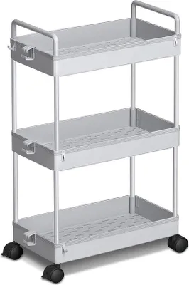 Immagine prodotto di Scaffale da cucina multifunzionale a 3 ripiani Grijser con ganci e maniglia