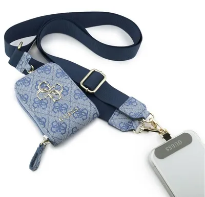 Obrázek produktu pro Univerzální kabelka Guess 4G Metal Logo Crossbody s popruhem na telefon - malá - šňůrka/popruh přes rameno s peněženkou na telefon (modrá)