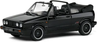 A black convertible Volkswagen Golf 1 Cabrio Sportline model car.