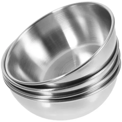 Edelstahlschalen rund, 4 Stück, 8 cm, für Saucen und Snacks