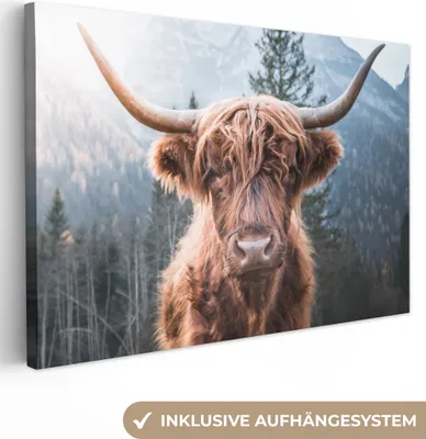 Obrázek produktu pro OneMillionCanvasses® - Plátno - Skotský horal - Kráva - Zvířata - Hora - Příroda, nástěnná malba, nástěnné dekorace obrázky do obývacího pokoje, 120x80cm
