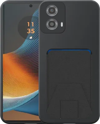 Image de Convient à l'étui de téléphone Motorola Edge 50 Fusion avec porte-cartes en cuir ajustable - Étui arrière flexible en silicone TPU avec porte-cartes en cuir ajustable - Noir - Smartphonics