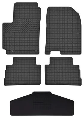 Productafbeelding van Rubberen automatten + tunnelmat voor Hyundai Kona 2017-2023 (crossover) – 5-delig, zwart, op maat – Wielganizator SolidTread