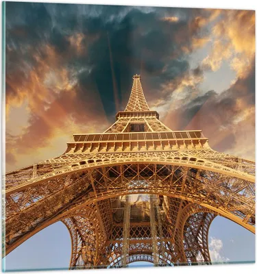 Produktbild von Bilder auf glas - Eiffle Architektur Paris - 30x30cm - Glasbilder - Wandbilder - Kunstdruck - zum Aufhängen bereit - Wanddekoration aus Glas - Glas Bilder - Wandbild auf Glas - GAC30x30-2437