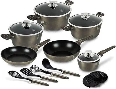 Imagen del producto de Conjunto de utensilios de cocina Berlingerhaus con superficie de titanio, 15 piezas, colección Crystal, modelo BH-7167
