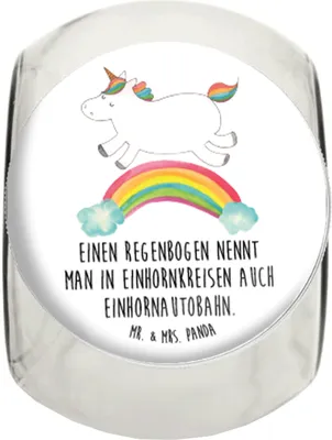 Produktbild von Mr. & Mrs. Panda Frischhaltedose Einhorn Regenbogen L 870ml - Weiß - Geschenk, Aufbewahrungsdose, Vorratsbehälter, Einhornpower, Unicorn, Erwachsenwerden, Kaffeedose