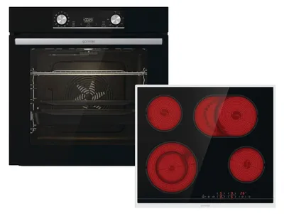 Zdjęcie produktu dla Gorenje Czarny zestaw parowy BOSX6737E06BG + ECT43X Zestaw piekarnik z płytą grzewczą
