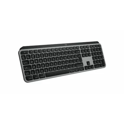 Produktbild von Logitech Master MX Keys S for Mac, Kabellos, RF Wireless + Bluetooth, Scherenschalter, QWERTY, LED, Aluminium, Schwarz