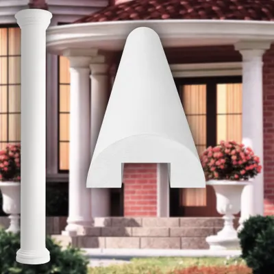 Produktbild von PRESTIGE DECOR Halbsäule mit glatter Oberfläche 2m 255x128mm Säulenschaft Kunstharzputz weiß, Fassadenverkleidung aussen Stucksäule Wandverkleidung (Schaft LC101-2H, halbrund)